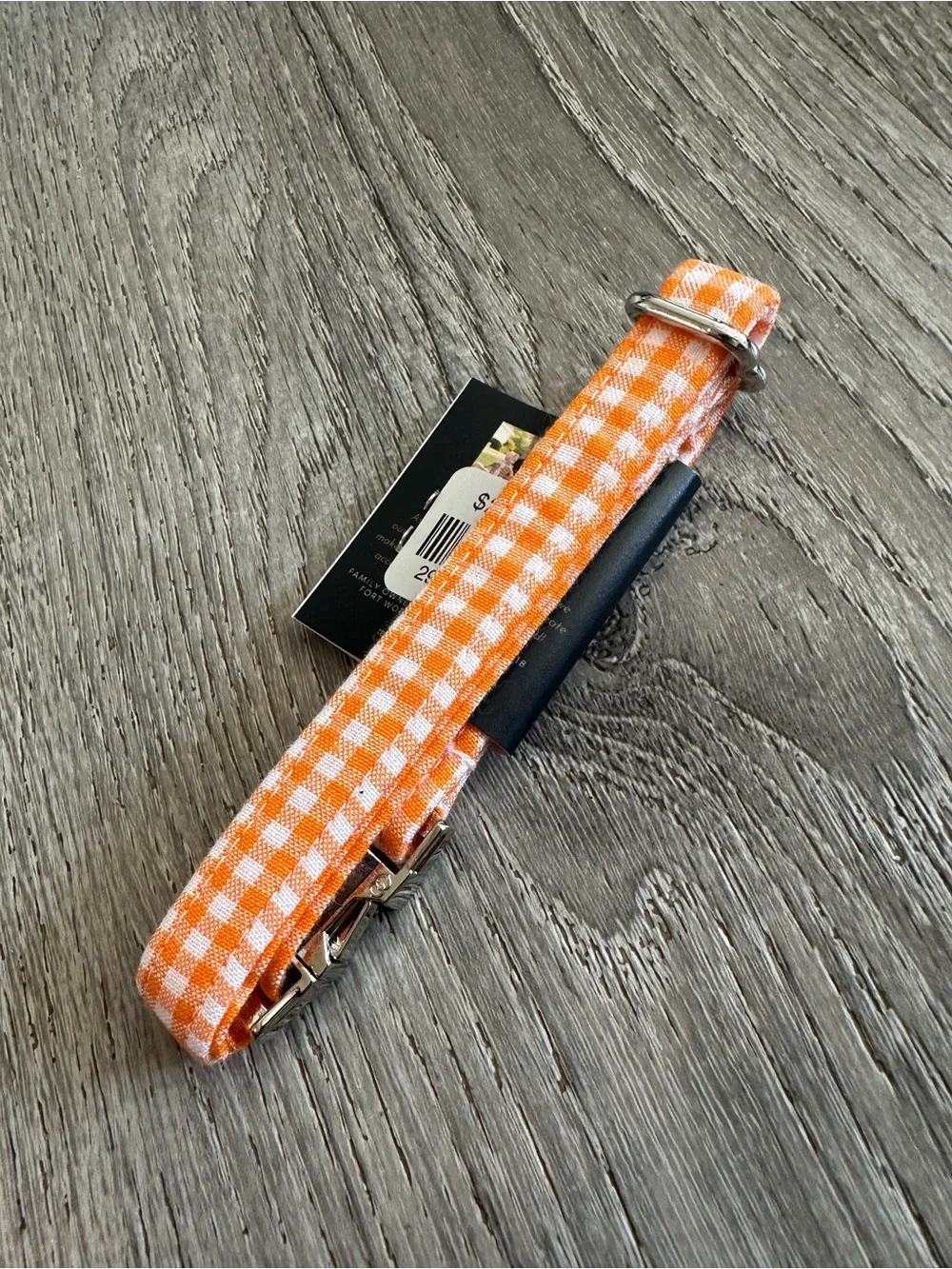 Orange Gingham Dog Collar size XS